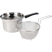 烹味屋 IH対応 片手鍋 18cm (ザル付) ステンレス製のザル付片手鍋 (IH・ガス火対応) RB-3255