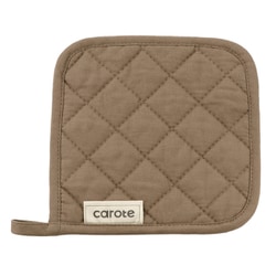 CAROTE（カローテ） 鍋敷き ループ付 綿素材 ブラウン アイボリー 淡色 18×18cm NM-5063