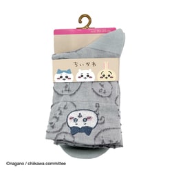 【ちいかわ】 ハチワレフロート刺繍 クルー 20～25cm Lグレー [クルーソックス レディース]