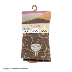 【ちいかわ】 うさぎフロート刺繍 クルー 20～25cm ブラウン [クルーソックス レディース]