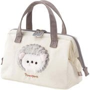 KGA1 [がま口型 保冷ランチバッグ Pompon's ハリネズミ アルミ蒸着仕様 Wファスナー メッシュ ポケット 横22×高さ16×マチ11.5cm]
