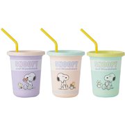 SIH3ST [タンブラー コップ ストロー付き スヌーピー 320ml 3個 食洗機対応 積み重ねられる パステル ポップ カラー 直径9×高さ10.6cm 日本製]