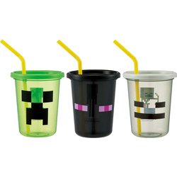 SIH3ST [タンブラー コップ ストロー付き マインクラフト 320ml 3個 食洗機対応 積み重ねられる 直径9×高さ10.6cm 日本製]