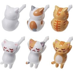 ねこ 猫 ピック くし 6本入 にゃんこ へそ天 ごめん寝 パーティーの飾り付け お弁当を楽しく彩る シロ ミケ チャトラ P-3637