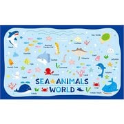 P-3650 [遠足 レジャー マット シーアニマルワールド 海洋生物 コンパクトにたたみやすい 1人用 半畳サイズ 100×60cm 日本製]