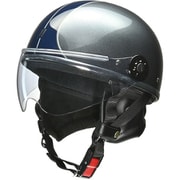 ハーフヘルメットFree 57-60cm未満 ガンメタネイビー PSC/SG/125cc以下用/フリーサイズ/タイトスモークシールド/街乗りモデル/イヤーカバー付き/ワンタッチバックル/開閉式シールド OONE-F-GM/NV