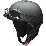 レザーハーフヘルメットFree 57-60cm未満 PSC/SG/125cc以下用/ビンテージ/イヤーカバー/レトロ/ゴーグル/ブラック/ワンタッチバックル/フリーサイズ CR-770BK