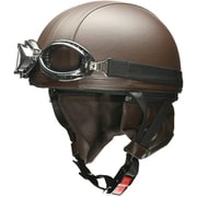 レザーハーフヘルメットFree 57-60cm未満 PSC/SG/125cc以下用/ビンテージ/イヤーカバー/レトロ/ゴーグル/ブラウン/ワンタッチバックル/フリーサイズ CR-770BR