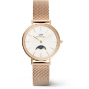 Petite Lune Melrose Rose Gold 32mm Moonphase レディース ホワイト メッシュベルト 正規品 2年保証 DW00100773