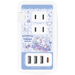 USB/USB Type-C 付き ACタップ シナモロール・こぎみゅん×DOLLY MIX ブルー SANG-477BL