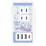 USB/USB Type-C 付き ACタップ シナモロール・こぎみゅん×DOLLY MIX ブルー SANG-477BL