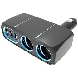 KX-211 [2連ダイレクトソケット 3リバーシブルUSB 自動判定 7.2A DC12V用 増設ソケット ブラック]