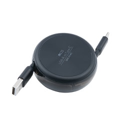 柔らかくて絡みにくいUSB-A to Type-Cコードリールケーブル SRC-01ACBK