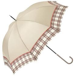 B-146841 because ビコーズ 晴雨兼用 長傘 プレーンチェックグレージュ belong3