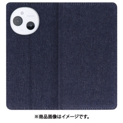 WORK17AO-BU-ASE9 [AQUOS sense9 用 LOOF DENIM スマホケース ケース カバー 手帳型ケース カード収納 マグネット付き デニム ベルトなし]