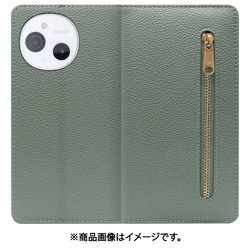 WORK27AO-DG-ASE9 [AQUOS sense9 用 LOOF POCKET スマホケース ケース カバー 手帳型ケース カード収納 本革 マグネットなし ベルトなし ポケット ファスナー]