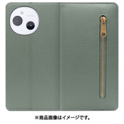 WORK27AO-DG-ASE9 [AQUOS sense9 用 LOOF POCKET スマホケース ケース カバー 手帳型ケース カード収納 本革 マグネットなし ベルトなし ポケット ファスナー]