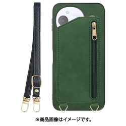 WORK54AO-GN-ASE9 [AQUOS sense9 用 LOOF SHOULDER-FLIP スマホケース 背面 ケース カバー ハードケース ショルダー スマホショルダー ストラップ 肩掛け 首掛け カード収納]
