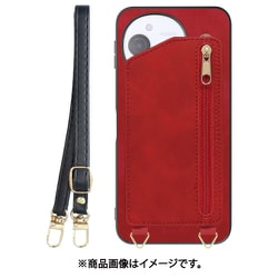 WORK54AO-RD-ASE9 [AQUOS sense9 用 LOOF SHOULDER-FLIP スマホケース 背面 ケース カバー ハードケース ショルダー スマホショルダー ストラップ 肩掛け 首掛け カード収納]