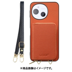 WORK24MPAO-OG-ASE9 [AQUOS sense9 用 LOOF CASUAL-SHELL POUCH ケース ショルダー スマホショルダー 背面 収納 ポーチ付き カバー スマホケース ストラップ レザー]