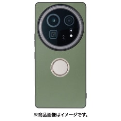 WORK48AO-GN-AR9P [AQUOS R9 pro 用 LOOF RING-SHELL スマホケース 背面 ケース カバー ハードケース スマホリング リング付き 本革 ストラップホール]