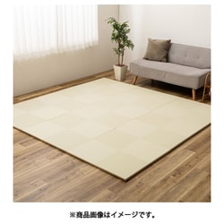 水拭きできる い草風置き畳 市松模様 6枚組 82×82×2.5 アイボリー