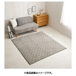 くすみカラーのストライプフランネルラグ ショコラ 190×190 グレージュ