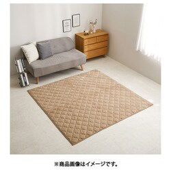 くすみカラーのストライプフランネルラグ ショコラ 190×190 キャメルベージュ
