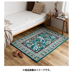 ウール100％の手づくりラグマット ポタリー 100×140 グリーン