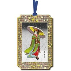 浮世絵しおり 英山 雪中美人 UK006
