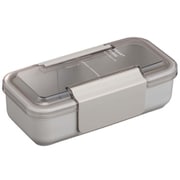 B-1491 LN [弁当箱 イージーケア ランチボックス スリム 1段 600ml ライトグレー Ag 抗菌 防汚加工 電子レンジ対応 食洗機対応 ドーム型フタ 19.4×9.6×6.1cm]
