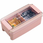 B-1487 PI [弁当箱 イージーケア ランチボックス 1段 520ml ピンク Ag 抗菌 防汚加工 レンジ対応 食洗機対応 ふわっと盛れる 16.1×8.4×6.4cm]