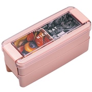 B-1488 PI [弁当箱 イージーケア ランチボックス 2段 680ml 箸付きピンク Ag 抗菌 防汚加工 レンジ対応 食洗機対応 ふわっと盛れる 18.2×7.4×8.4cm]