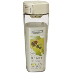 冷水筒 シームレス ピッチャー 1.2L サンドベージュ 縦横置きできる 茶こし付 ワンプッシュオープン 熱湯OK 防汚加工 広口 幅9.2×奥行9.2×高さ25cm 日本製 K-1273 SC