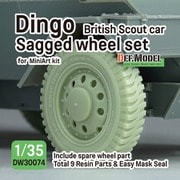 DW30074 1/35 WWII イギリス ディンゴMk.Ibスカウトカー用 自重変形タイヤセット （ミニアート用） [プラモデル用パーツ]