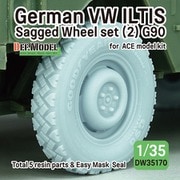 DW35170 1/35 現用 ドイツ VWイルティス四輪駆動小型軍用車（Type183）用 自重変形タイヤセット #1 G90タイプ （ACE用） [プラモデル用パーツ]