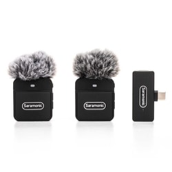 2.4G 超小型 ワイヤレスマイクシステム（送信機×2台/USB-C端子付き受信機×1台/ウインドスクリーン付属） Blink100 B6