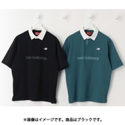 ゴルフシャツ メンズ 接触冷感 UVカット 半袖 ラガーシャツ 5分袖 サイズ:3 ブラック 012-5166004-010-3