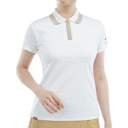ADLA508 [ゴルフ レディース 25S ロゴジャガード ポロシャツ Lサイズ WHT]