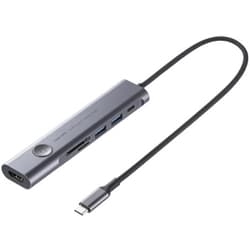 USB Type-C ドッキングステーション PD90W USB C×1 USB-A×2 HDMI×1 4K/60Hz対応 外部モニター出力 USBハブ SD/microSDスロット搭載 ケーブル長30cm ON/OFFスイッチ付き メッシュケーブル 5Gbps対応 高速データ転送 ガンメタリック USB-5TCHCP17GM