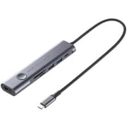 USB Type-C ドッキングステーション PD90W USB C×1 USB-A×2 HDMI×1 4K/60Hz対応 外部モニター出力 USBハブ SD/microSDスロット搭載 ケーブル長30cm ON/OFFスイッチ付き メッシュケーブル 5Gbps対応 高速データ転送 ガンメタリック USB-5TCHCP17GM