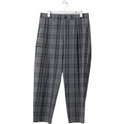 ゴルフパンツ メンズ ダブルチェック柄 ワンタック ワイド ロングパンツ サイズ:4 グレー 012-5135001-023-4