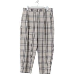 ゴルフパンツ メンズ ダブルチェック柄 ワンタック ワイド ロングパンツ サイズ：6 ベージュ 012-5135001-041-6