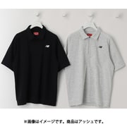 ゴルフシャツ メンズ UVカット 抗ピル メランジ調 ハーフジップ カラーシャツ サイズ:5 アッシュ 012-5168007-031-5