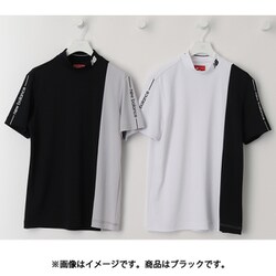 ゴルフシャツ メンズ 接触冷感 UV 半袖 モックネック プルオーバー サイズ：6 ブラック 012-5166008-010-6