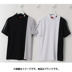ゴルフシャツ メンズ 接触冷感 UV 半袖 モックネック プルオーバー サイズ：7 ブラック 012-5166008-010-7