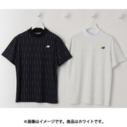 ゴルフシャツ メンズ 接触冷感 UV ロゴストライプ柄 半袖 モックネック プルオーバー サイズ:7 ホワイト 012-5166009-030-7