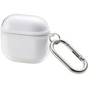 AirPods 4 ケース用 ソフト カバー MagSafe 充電対応 衝撃吸収 落下防止 カラビナ付 MUBRAIN ホワイト AVA-AP06AIR2WH
