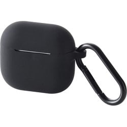 AirPods 4 ケース用 シリコン カバー MagSafe 充電対応 衝撃吸収 落下防止 カラビナ付 ブラック AVA-AP06SCBK
