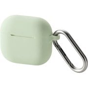 AirPods 4 ケース用 シリコン カバー MagSafe 充電対応 衝撃吸収 落下防止 カラビナ付 グリーン AVA-AP06SCGN